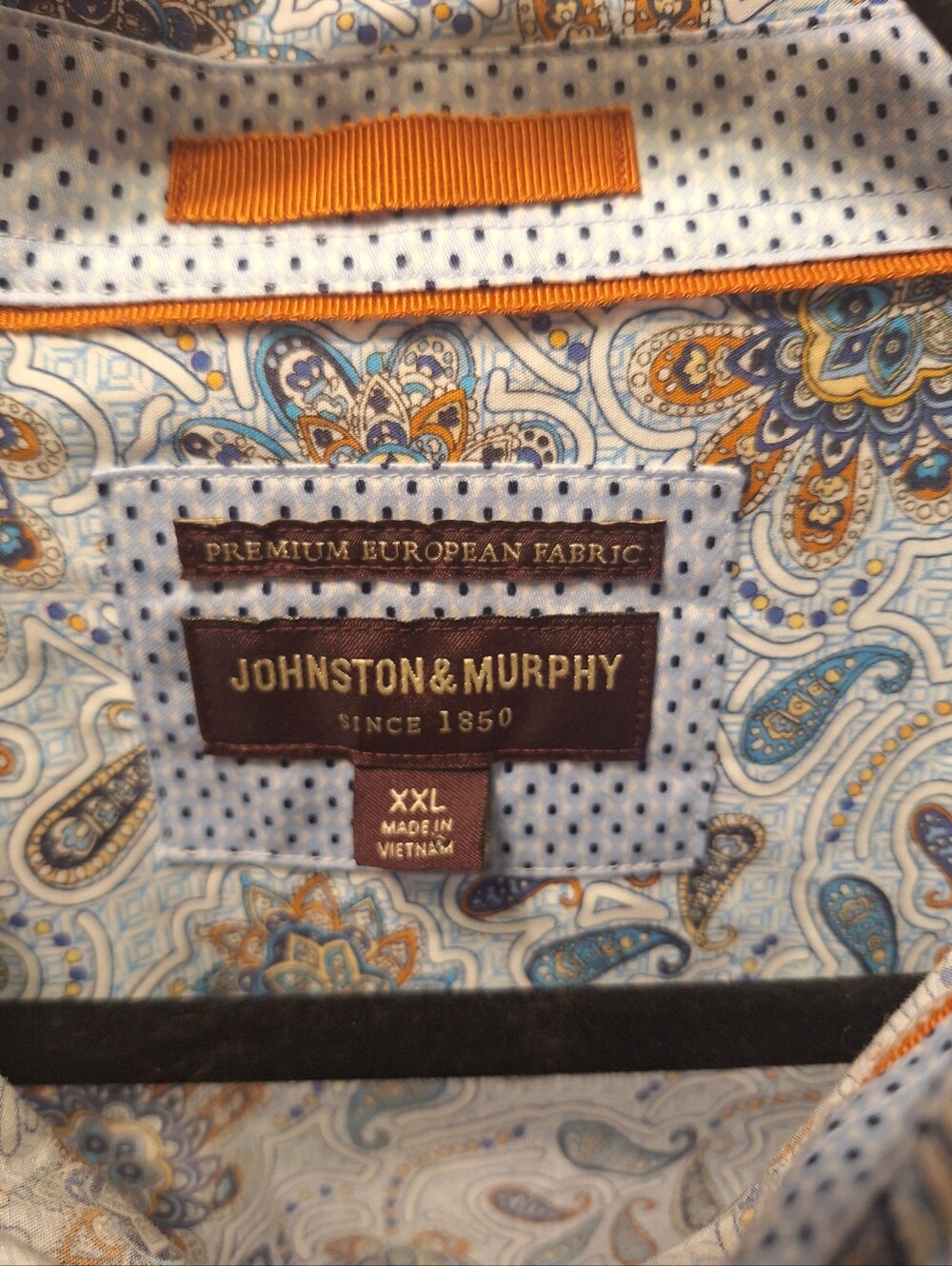 Johnston & Murphy Light Blue Paisley Floral Button-Down Shirt Men's 2XL - Picture 4 of 4